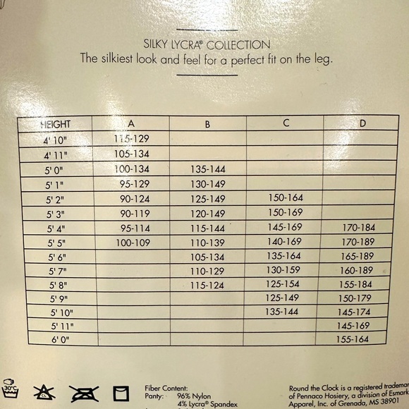 NWT🩷 2 PAIRS ROUND THE CLOCK SILKY LYCRA COLLECTION PANTYHOSE IN IVORY SIZE C - Picture 2 of 4